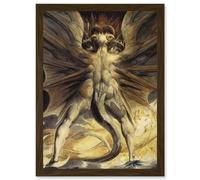 Artery8 William Blake Great Red Dragon Satan Woman Clothed Sun 1805 A4 Artwork Framed Wall Art Print in Brown Artery8 Brown