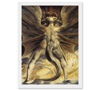 Artery8 William Blake Great Red Dragon Satan Woman Clothed Sun 1805 A4 Artwork Framed Wall Art Print in White Artery8 White