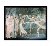 Artery8 William Blake Oberon Titania Puck Fairies Dancing Framed Art Print in Blue | Size: W12" x H16" Artery8 Blue W12" x H16"