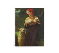 Artery8 William Bouguereau The Newborn Lamb Canvas Wall Art Print | Size: W12" x H16" Artery8 Multicolor W12" x H16"