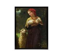Artery8 William Bouguereau The Newborn Lamb Framed Canvas Wall Art Print | Size: W12" x H16" Artery8 Multicolor W12" x H16"
