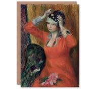 Artery8 William James Glackens Art Card Girl in Red Dress Pinning on Hat