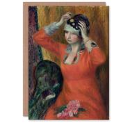 Artery8 William James Glackens Art Card Girl in Red Dress Pinning on Hat