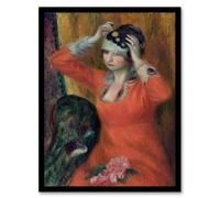 Artery8 William James Glackens Framed Wall Art in Red Dress Pinning on Hat | Size: A4 Artery8 Multicolor A4