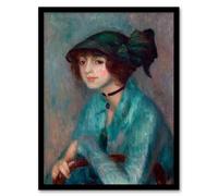 Artery8 William James Glackens Framed Wall Art The Brunette Woman Portrait | Size: A4 Artery8 Multicolor A4