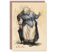 Artery8 William James Glackens Personalised Art Card Angry Old Lady Sketch