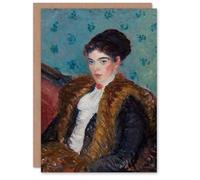Artery8 William James Glackens Personalised Art Card Girl with Fox Furs