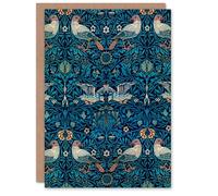 Artery8 William Morris Art Card Birds and Flowers Blue Pattern