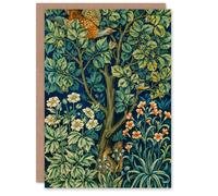 Artery8 William Morris Art Card Cock Pheasant & Squirrel in Green Artery8 Green