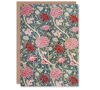 Artery8 William Morris Art Card Cray Floral Pattern Pink Blue