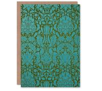 Artery8 William Morris Art Card Floral Pattern Blue and Green