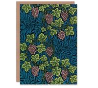 Artery8 William Morris Art Card Grape Vine & Leaves Pattern in Blue Artery8 Blue
