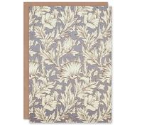 Artery8 William Morris Art Card Hibiscus Flower Blooms Pattern
