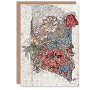 Artery8 William Morris Art Card Honeysuckle Flowers Drawing