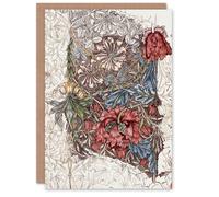 Artery8 William Morris Art Card Honeysuckle Flowers Drawing