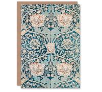 Artery8 William Morris Art Card Honeysuckle Pink Blue Pattern