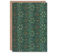 Artery8 William Morris Art Card Ispahan Pattern Arabesque Textile in Blue Artery8 Blue