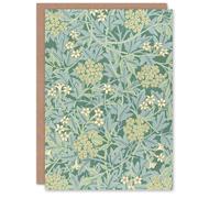 Artery8 William Morris Art Card Jasmine Flowers Green Pattern