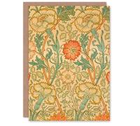 Artery8 William Morris Art Card Pink Carnations and Roses