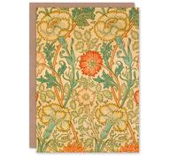 Artery8 William Morris Art Card Pink Carnations and Roses
