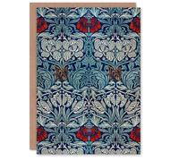 Artery8 William Morris Art Card Tulip and Rose Floral Pattern