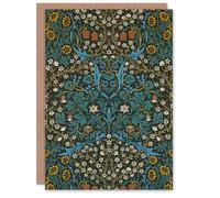 Artery8 William Morris Art Card Tulip and Daisy Flowers Pattern