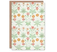 Artery8 William Morris Art Card Vintage Daisy Flower Pattern