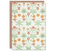 Artery8 William Morris Art Card Vintage Daisy Flower Pattern
