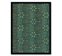 Artery8 William Morris Framed Wall Art Ispahan Pattern Arabesque Textile in Blue | Size: A3 Artery8 Blue A3