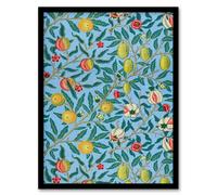 Artery8 William Morris Framed Wall Art Print Four Fruits Vibrant Pattern in Black | Size: A3 Artery8 Black A3