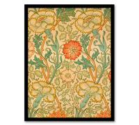 Artery8 William Morris Framed Wall Art Print Pink Carnations & Roses | Size: A4 Artery8 Pink A4