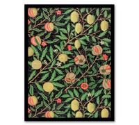 Artery8 William Morris Framed Wall Art Print Pomegranate & Citrus Pattern in Green | Size: A4 Artery8 Green A4