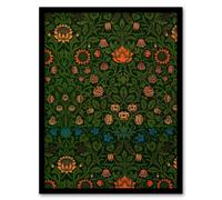Artery8 William Morris Framed Wall Art Violet & Columbine Floral Pattern in Green | Size: A4 Artery8 Green A4