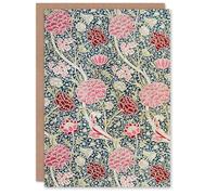 Artery8 William Morris Personalised Art Card Cray Floral Pattern Pink Blue