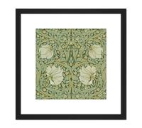 Artery8 William Morris Pimpernel Arts Craft Pattern Design 8X8 Inch Square Wooden Framed Wall Art Print Picture with Mount in Black Artery8 Black