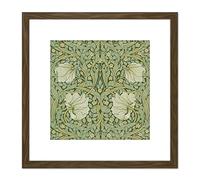 Artery8 William Morris Pimpernel Arts Craft Pattern Design 9X9 Inch Square Wooden Framed Wall Art Print Picture with Mount