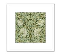 Artery8 William Morris Pimpernel Arts Craft Pattern Design 9X9 Inch Square Wooden Framed Wall Art Print Picture with Mount