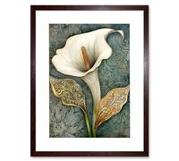 Artery8 William Morris Style Art Nouveau Calla Lily Flower Artwork Framed Wall Art Print 12X16 Inch