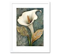 Artery8 William Morris Style Art Nouveau Calla Lily Flower Artwork Framed Wall Art Print 12X16 Inch