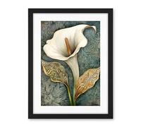 Artery8 William Morris Style Art Nouveau Calla Lily Flower Artwork Framed Wall Art Print 18X24 Inch