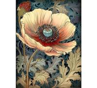 Artery8 William Morris Style Peach Anemone Flower Bloom Large Wall Art Poster Print Thick Paper 18X24 Inch