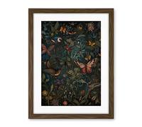 Artery8 William Morris Style Plants Birds and Butterflies Artwork Framed Wall Art Print 18X24 Inch