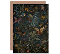 Artery8 William Morris Style Plants Birds and Butterflies Nature Birthday Sealed Greeting Card Plus Envelope Blank inside