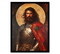 Artery8 William Wallace Scottish Knight Portrait Painting Man Cave Artwork Framed Wall Art Print A4