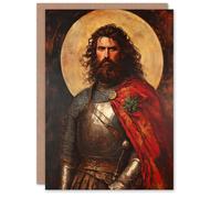 Artery8 William Wallace Scottish Knight Portrait Painting Greeting Card in Red Artery8 Red