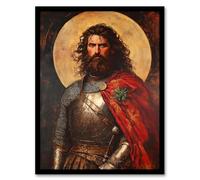 William Wallace Scottish Knight Portrait Painting Framed Art Print Artery8 Red A4