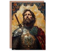 Artery8 William Wallace Thistle Art Nouveau Portrait Birthday Greeting Card in Mustard Artery8 Mustard