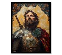 Artery8 William Wallace Thistle Art Nouveau Portrait Framed Art Print in Mustard | Size: W12" x H16" Artery8 Mustard W12" x H16"