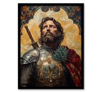 Artery8 William Wallace Thistle Art Nouveau Portrait Framed Art Print in Mustard | Size: W12" x H16" Artery8 Mustard W12" x H16"