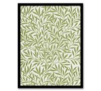 Artery8 Willow Leaves Bright Pattern W. Morris Vintage Framed Wall Art Print in Green | Size: W12" x H16" Artery8 Green W12" x H16"